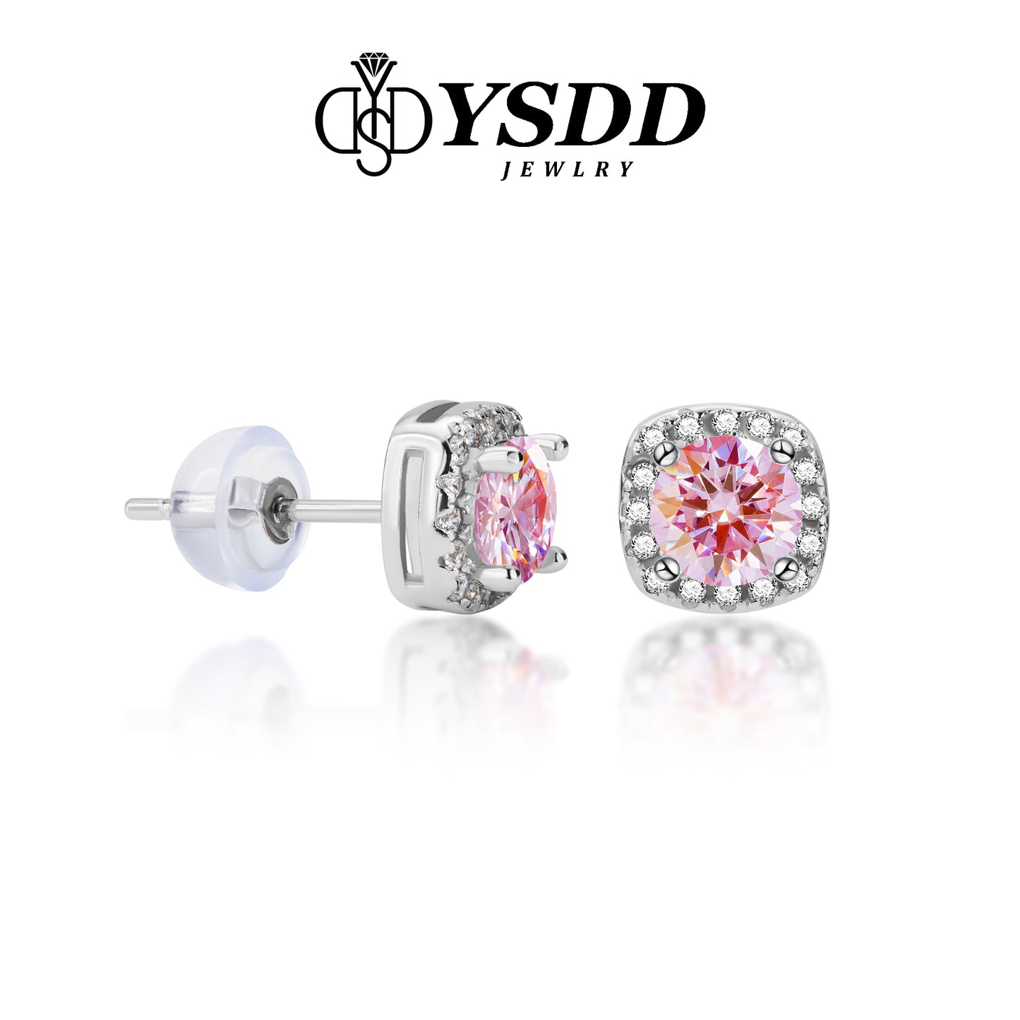 【#120】925 Sterling Silver Sakura Pink Moissanite Jewelry Set