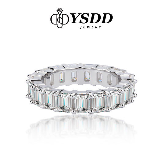 【#102 Eternity Band】9CT Emerald Cut Moissanite Eternity Ring in s925