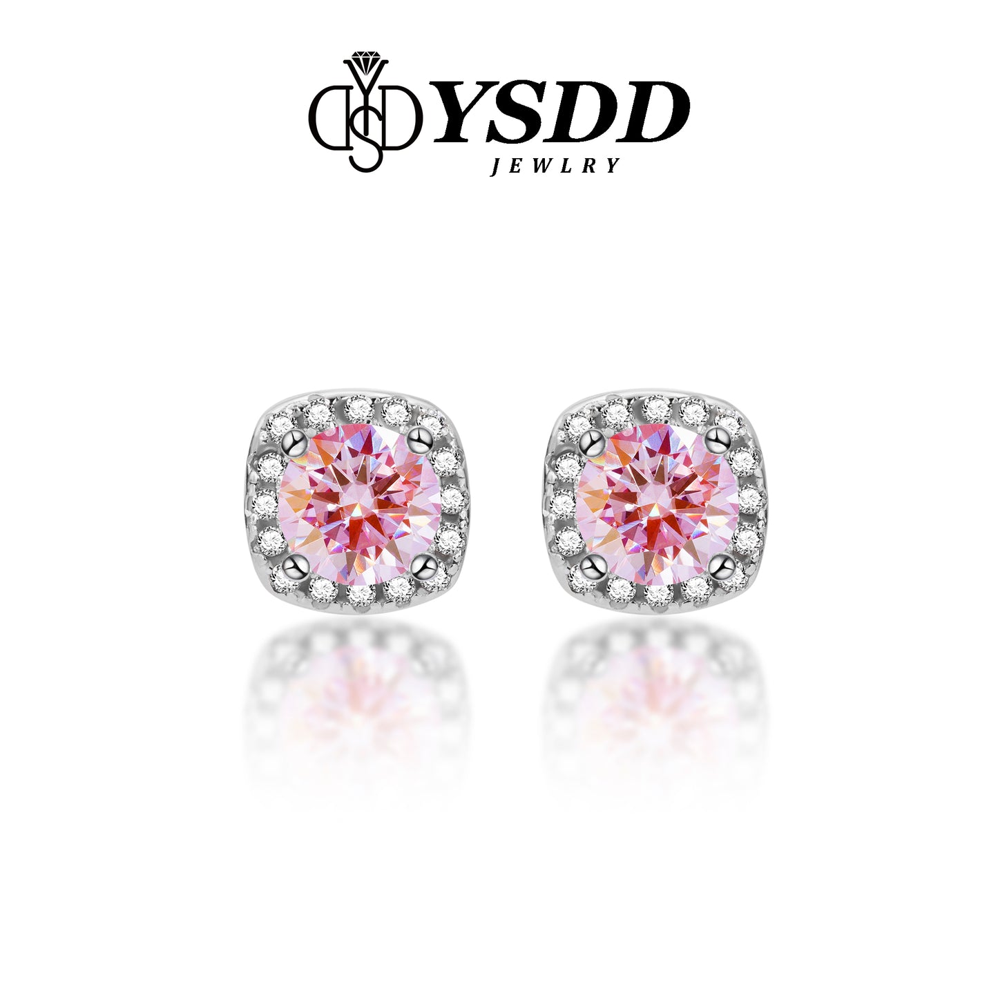 【#120】925 Sterling Silver Sakura Pink Moissanite Jewelry Set