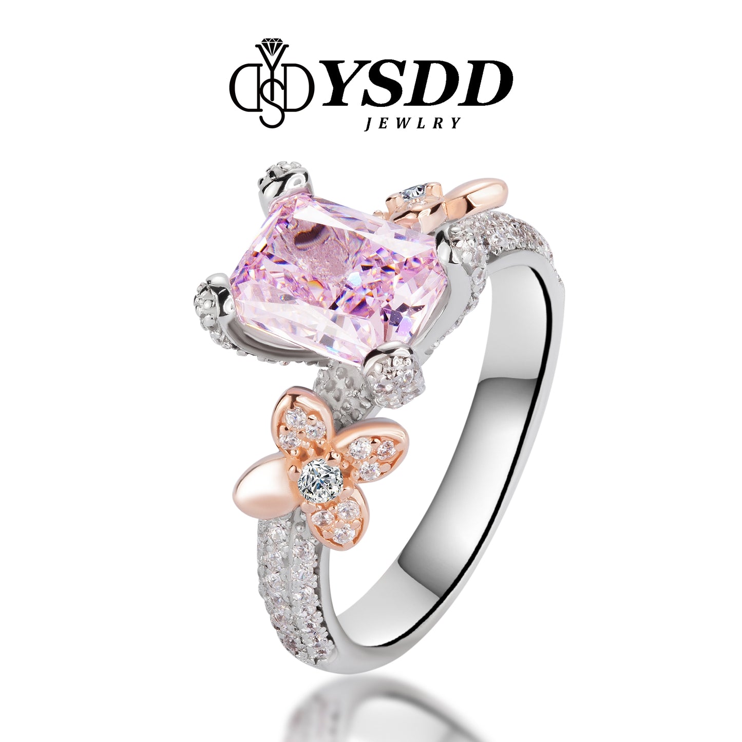 【#126 On Sale】3CT 5A High Carbon Crushed Ice Cut Pink Ring in s925