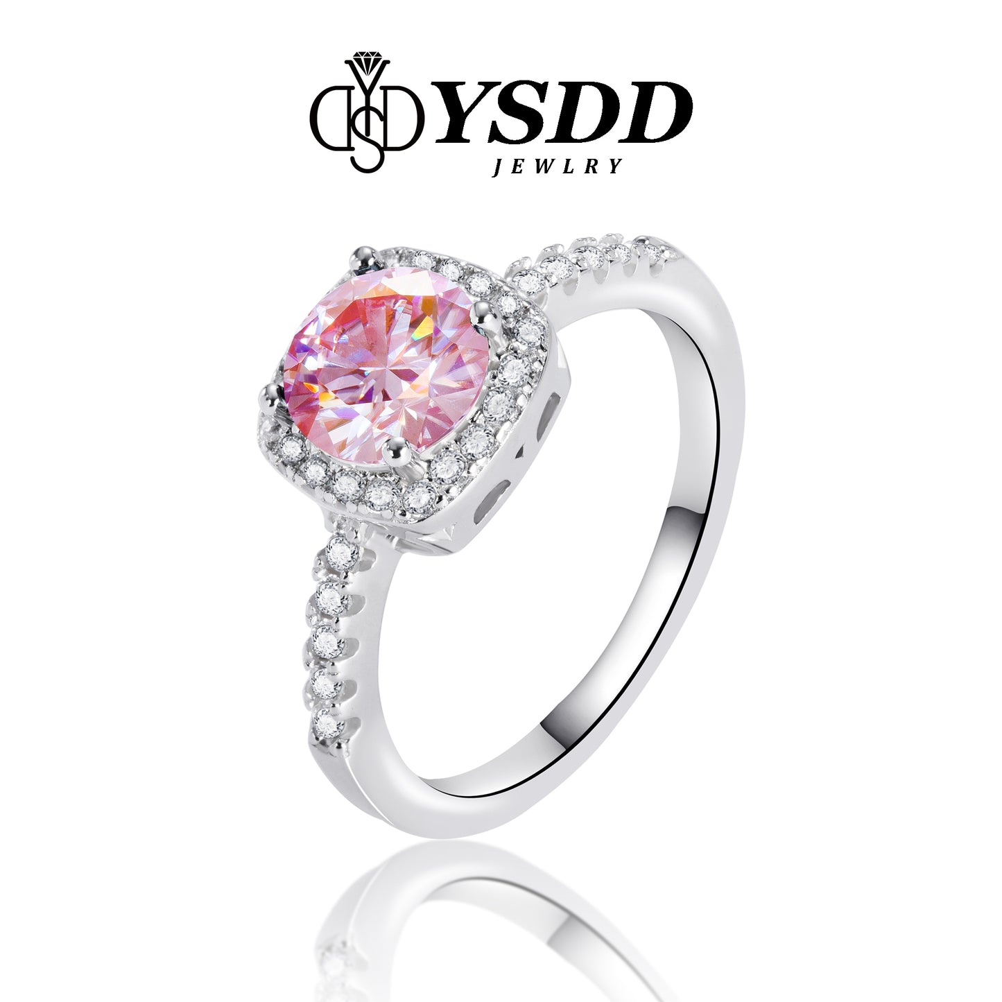 【#120 Buy 1 Get 1】1CT Sakura Pink Moissanite Ring Set in s925